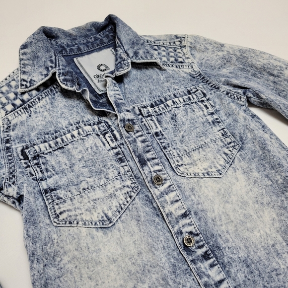 Boys AKADEMIKS Acid Wash Button Down Top Size Small 4 - Picture 2 of 6